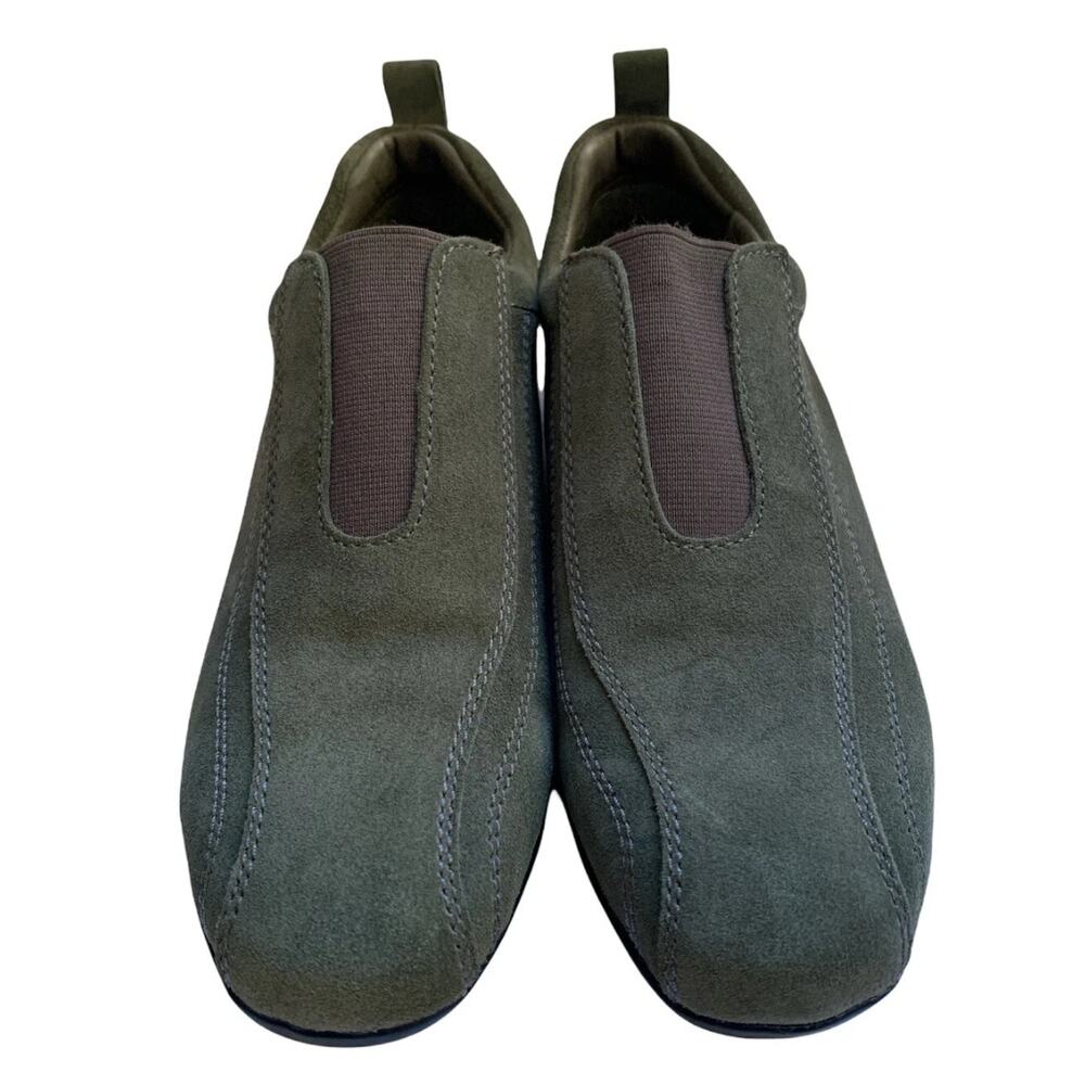 Lands’ End Women's All Weather Suede Leather Moc Shoes Green Size 7B Comfort
